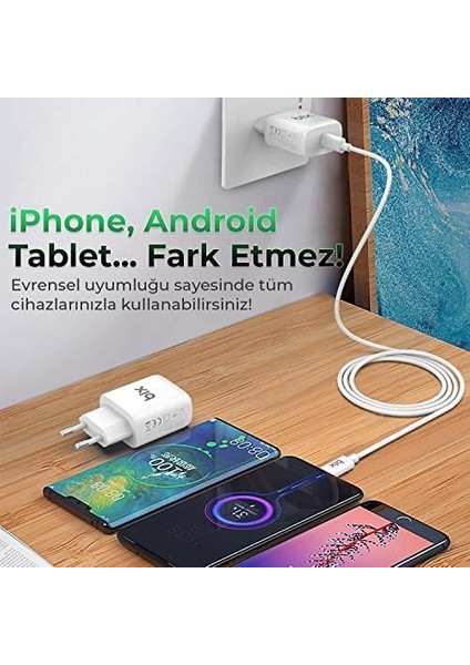 Bix BX-PD20TA 20W Pd Type-C Hızlı Şarj Adaptörü Hızlı Şarj Protokolü Destekli, 15 / 15 Pro Max /14/13/12 Pro Max, S22/S21/ 10, iPad Air/pro ve Daha Fazlasıyla Uyumlu modelleri