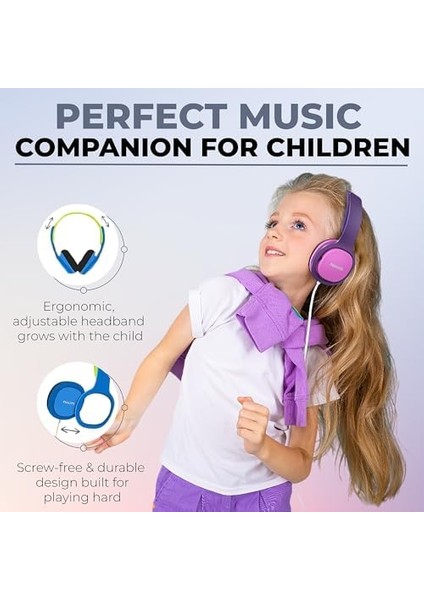 SHK2000 Kablolu Kulak Üstü Çocuk Kulaklığı Pembe/mor modelleri