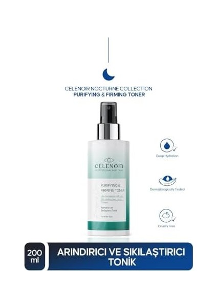 Celenoir Kolajen Içeren Arındırıcı ve Sıkılaştırıcı Yüz Temizleme Toniği 200ML