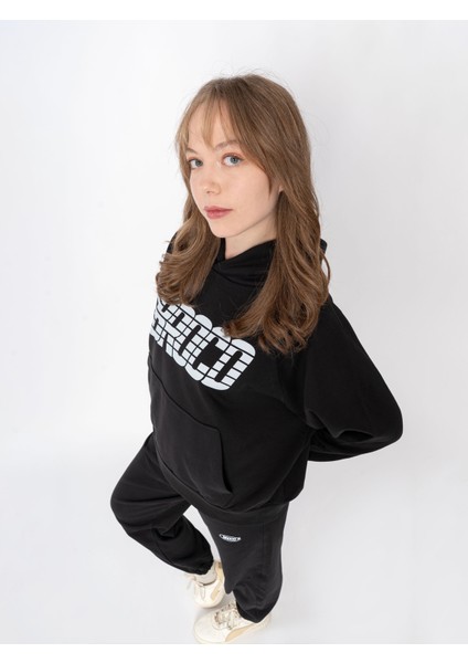 Unisex Oversize Kapüşonlu Baskılı Logo Sweatshirt