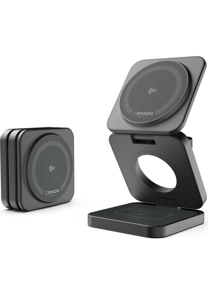 Smart Kablosuz Şarj Standı 3&apos;ü Bir Arada Mag Safe ile Uyumlu Qi2 15W Hızlı Şarj Cihazı X6402