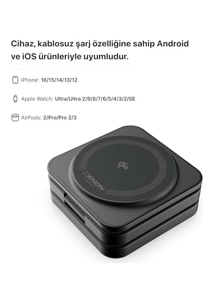 Smart Kablosuz Şarj Standı 3&apos;ü Bir Arada Mag Safe ile Uyumlu Qi2 15W Hızlı Şarj Cihazı X6402 fiyatları