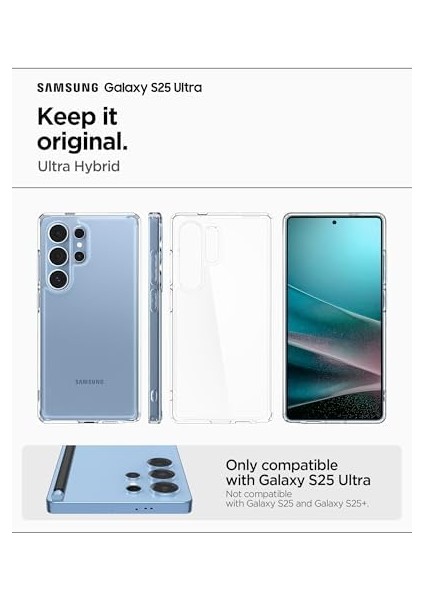 S25 Ultra Ince Kılıf Ultra Sararma Karşıtı Duraclear™ Hava Kanalı Teknolojisi™ Askeri Sınıf Koruma Crystal Clear Şeffaf Kapak - ACS08961 modelleri