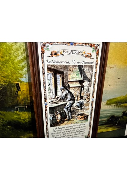 Batı Almanya Dönemi Ahşap Çerçevesinde Porselen Tablo 34 cm 19 cm Ölçülerinde fırsatları