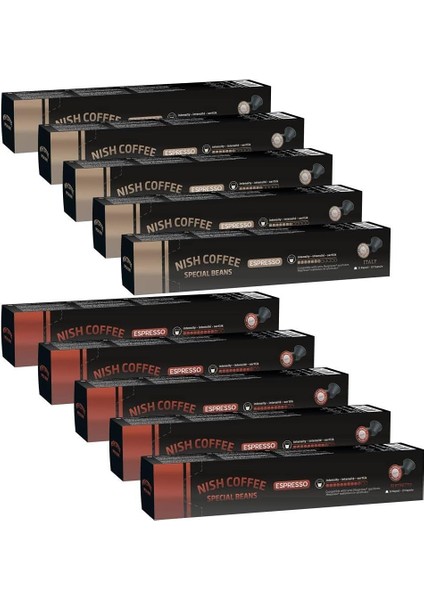 Nish Nespresso Uyumlu Kapsül Kahve 10&apos;lu Set (5x Italy, 5x Ristretto) modelleri