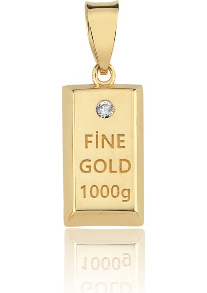 Medium Taşlı Külçe Kolye Ucu