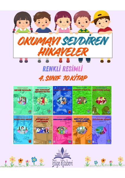 4.sınıf Okumayı Sevdiren Renkli Resimli Hikayeler 7 - 10 Kitap