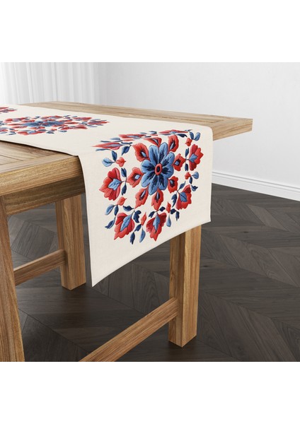 Dijital Baskılı Runner - Nakış Desenli - 140X40 cm fiyatları