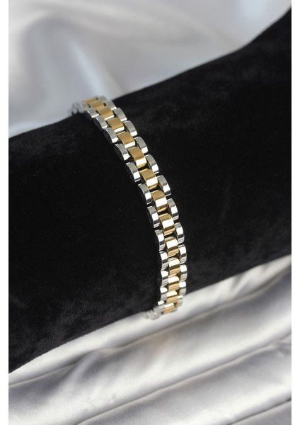 316L Çelik ve Gümüş Renk 7 mm Kalınlık Erkek Bileklik