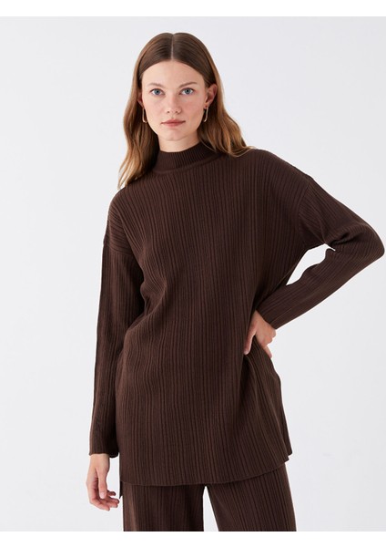 Yeni Sezon Yarım Balıkçı Yaka Düz Uzun Kollu Kadın Triko Tunik fiyatları
