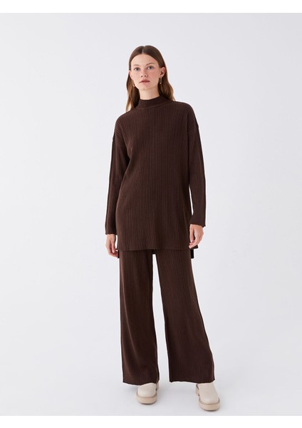 Yeni Sezon Yarım Balıkçı Yaka Düz Uzun Kollu Kadın Triko Tunik modelleri