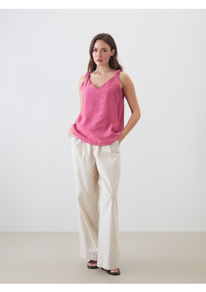 Yeni Sezon V Yaka Askılı Modal Karışımlı Bluz fiyatları