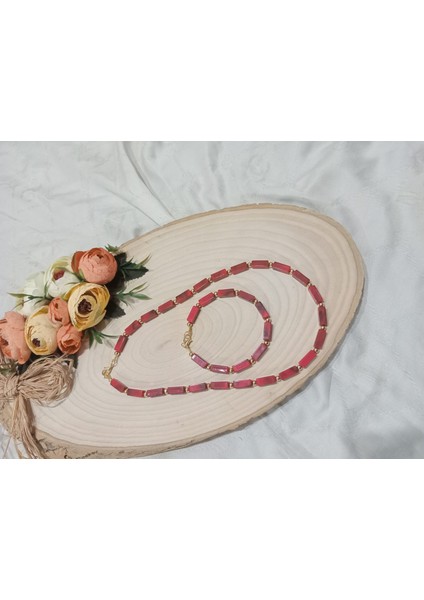 Kırmızı Kolyeve Bileklik Takı Seti fiyatları