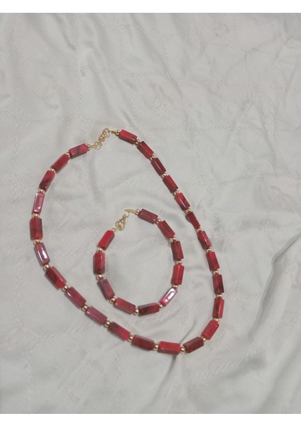 Kırmızı Kolyeve Bileklik Takı Seti modelleri