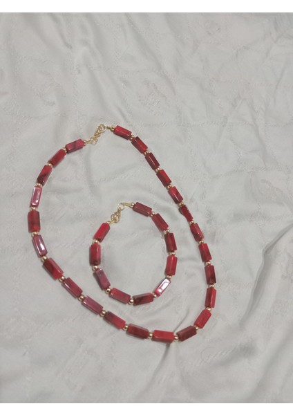 Kırmızı Kolyeve Bileklik Takı Seti fırsatları