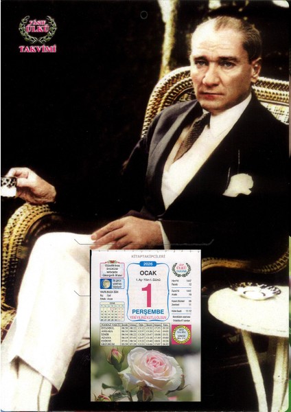 2026 Ülkü Duvar Takvimi Vasıf 59. Yıl Yapraklı Renkli Resimli Kuşe Kağıt Namaz Vakitli fiyatları