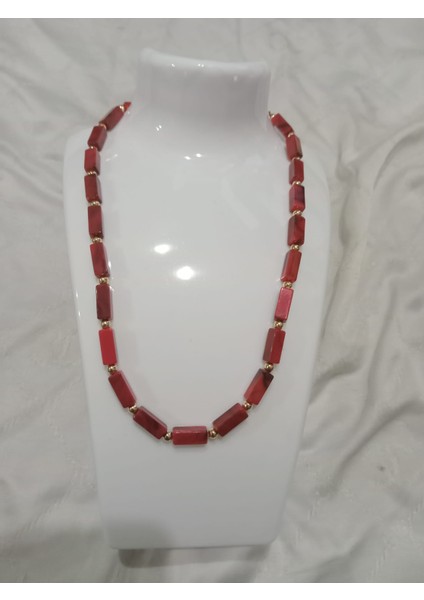 Kırmızı Kolyeve Bileklik Takı Seti