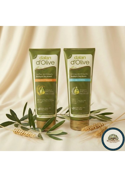 D Olive Onarıcı Bakım ve Hacim Veren Aynı Anda Doğal Zeytinyağlı Besleyici Saç Kremi 200 Ml*2