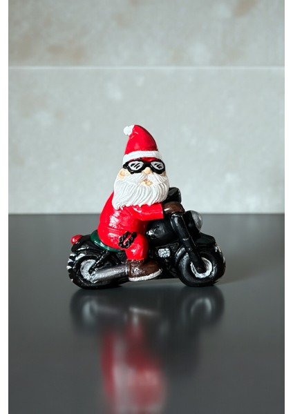 Dekoratif Motosikletli Noel Baba Biblo, Eğlenceli Christmas Ev Süsü, Yeni Yıl Dekorasyonu 11X11 cm fiyatları