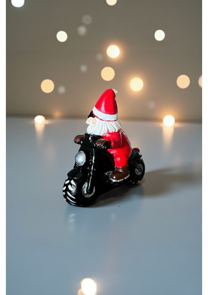 Dekoratif Motosikletli Noel Baba Biblo, Eğlenceli Christmas Ev Süsü, Yeni Yıl Dekorasyonu 11X11 cm modelleri