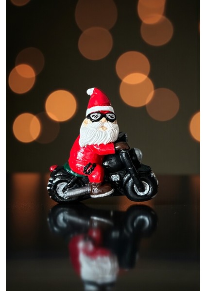 Dekoratif Motosikletli Noel Baba Biblo, Eğlenceli Christmas Ev Süsü, Yeni Yıl Dekorasyonu 11X11 cm fırsatları
