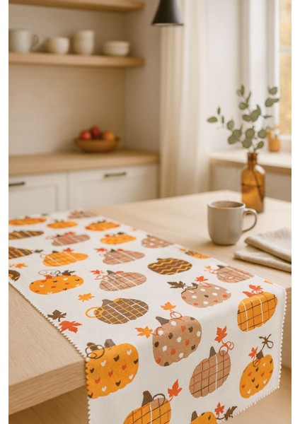 Dijital Baskı Balkabağı Desen Runner Masa Örtüsü fiyatları