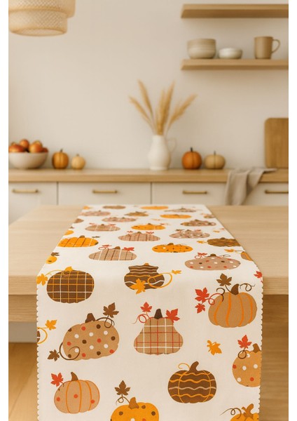 Dijital Baskı Balkabağı Desen Runner Masa Örtüsü fırsatları