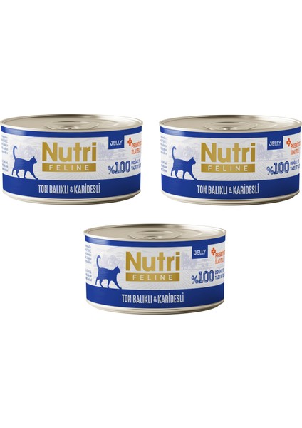 Ton Balıklı ve Karidesli Jöleli Tahılsız Yetişkin Kedi Konservesi 70 Gr. x 3 Adet