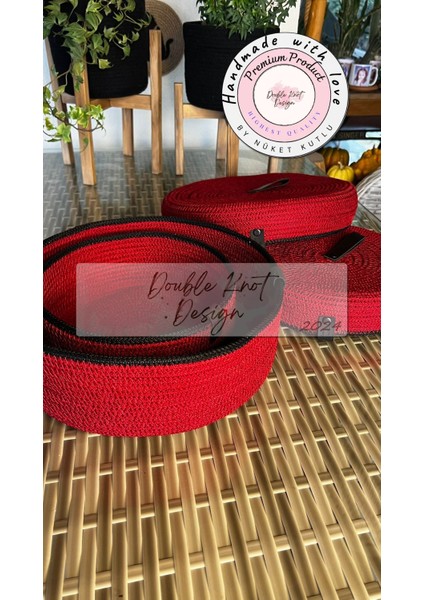 Kırmızı 2li Yuvarlak Kapaklı Sepet / Organizer /