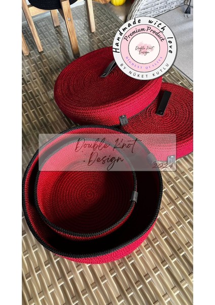 Kırmızı 2li Yuvarlak Kapaklı Sepet / Organizer / fırsatları