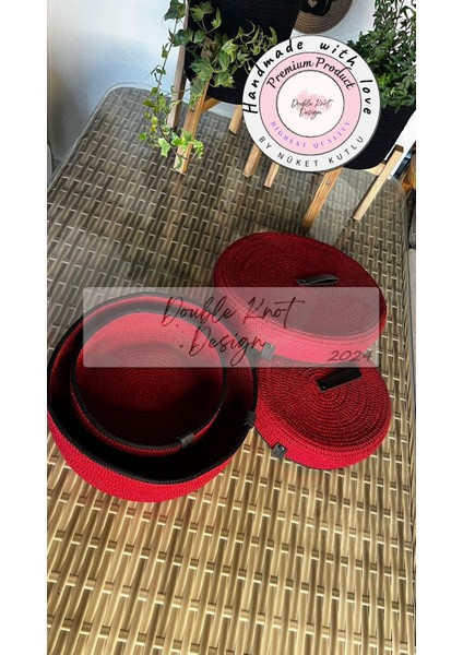 Kırmızı 2li Yuvarlak Kapaklı Sepet / Organizer /