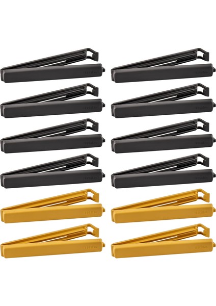 Büyük Plastik Kilit Mandalları, 14 cm Uzunluğunda, Gri ve Sarı, 12 Klipsli Set