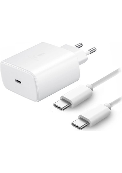 25W 3000A Hızlı Şarj Seti - Type-C ve Type-C To Type-C Kablo, Akıllı Telefonlar, Tabletler ve Usb-C Cihazlar Için Yüksek Hızlı Şarj Kiti