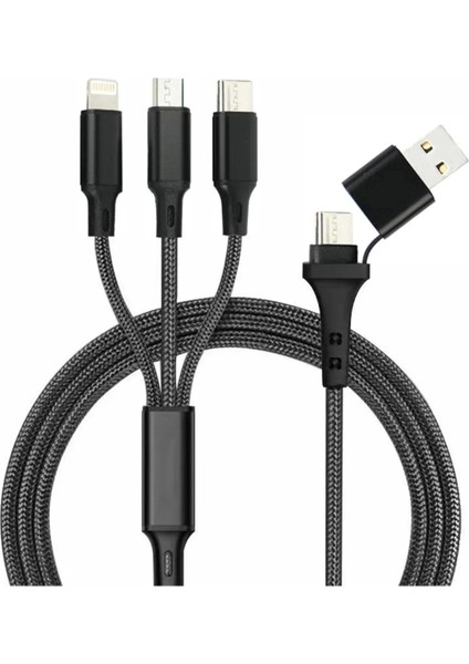 Hızlı Şarj 20W 3 In 1 Hızlı Şarj Kablosu 120 cm 3 A Type-C USB Micro Çoklu Kablosu