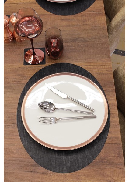 Oval Bambu Desen Kesim Servis 2 Adet 35X45 cm