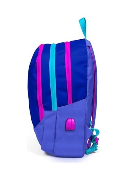 Sport Lacivert Pembe Okul ve Günlük Sırt Çantası - Dört Gözlü - USB ve Aux Soketli modelleri