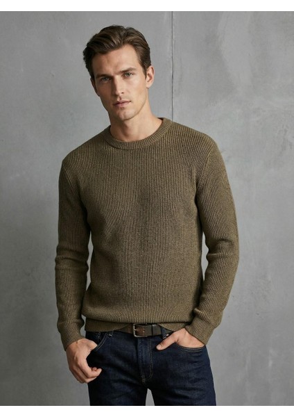 Erkek Silimfit Kesim Kazak Kahverengi