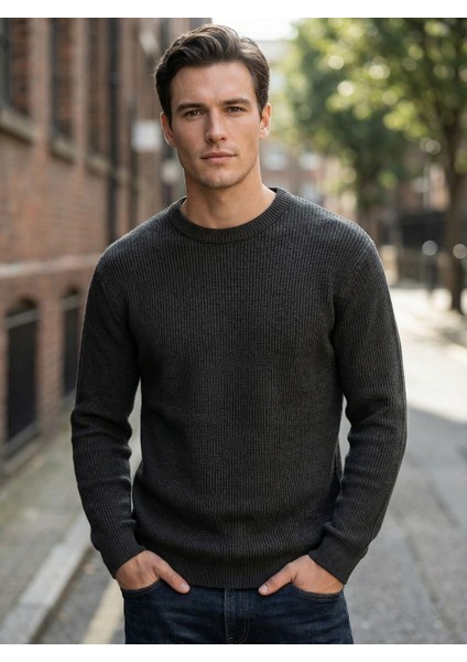 Erkek Silimfit Kesim Kazak Siyah