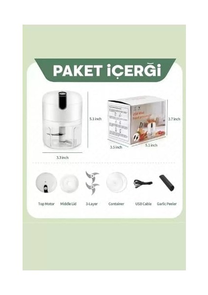 Yeni Nesil Şarjlı Sarımsak Rondosu 3 Bıçaklı Pratik Mini El Rondosu Mini Rondo 250ML fiyatları