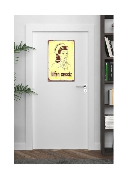 Lütfen Sessiz Hemşire Retro DRTR0092 Ahşap Mdf Tablo modelleri