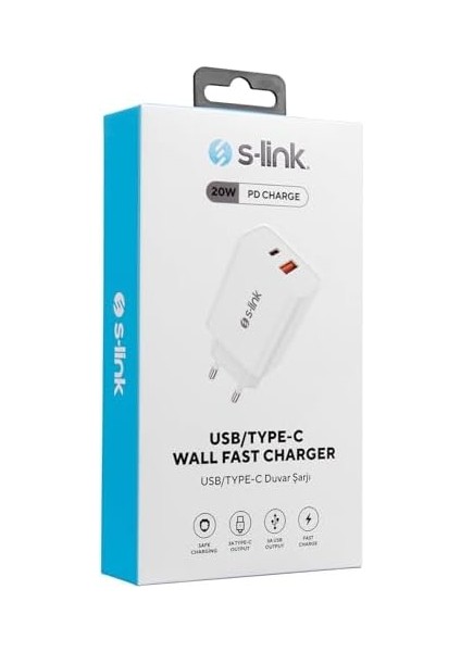 SL-EC60 20W Pd3.0/ Charge Qc3.0 Type Usb-C +Usb A Hızlı Beyaz Ev Şarj fiyatları