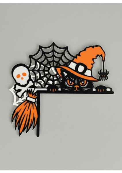 Halloween Cat Kapı Üstü Köşe Dekoru