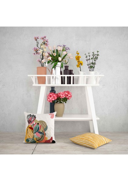 Tropikal Bitki Desenli Dijital Baskı Çift Taraf Desenli 2'li Kare Yastık Kırlent Kılıfı fiyatları