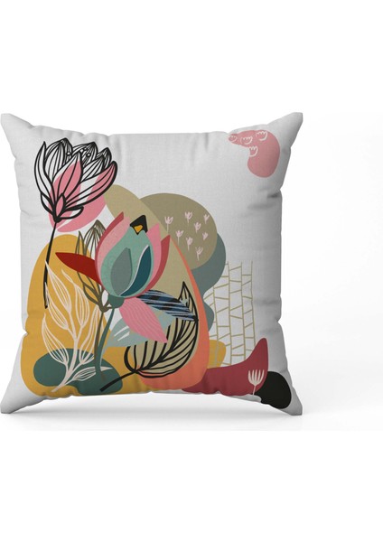 Tropikal Bitki Desenli Dijital Baskı Çift Taraf Desenli 2'li Kare Yastık Kırlent Kılıfı modelleri