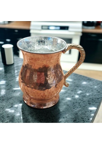 Bakır Bardak & Bakır Kupa Dövme Bakır Ayran Bardağı Kulplu 1 Adet Kaliteli Kalın Bakır Maşrafa fiyatları