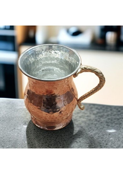 Bakır Bardak & Bakır Kupa Dövme Bakır Ayran Bardağı Kulplu 1 Adet Kaliteli Kalın Bakır Maşrafa fırsatları