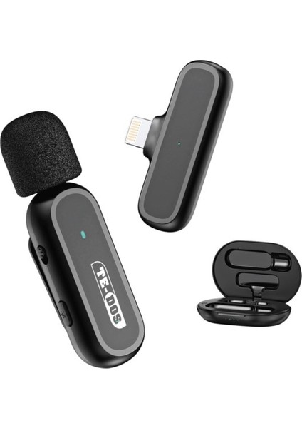 iPhone iPad Uyumlu Şarj Üniteli Kablosuz Youtuber Influencer Lightning Yaka Mikrofonu
