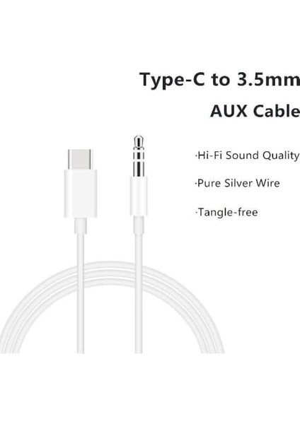 Type-C To Aux Kablo, Type C Aux Çevirici Iphone 15 15PRO 15PROMAX 16 16PRO 16PROMAX Xiaomi Huawei Tüm Type C Kulaklık Çıkışlı Cihzlara Uyumlu!!! Tak Çalıştır Gerektirmez 030 modelleri