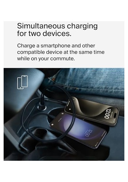 Boostcharge Çift Araç Şarj Cihazı 42W W/hızlı Şarj Usb-C 30W Pps ve 12W Usb-A Bağlantı Noktaları 15, 15 Pro, 15 Pro Max, 14 Serisi, 13 Serisi, S23 ve fiyatları