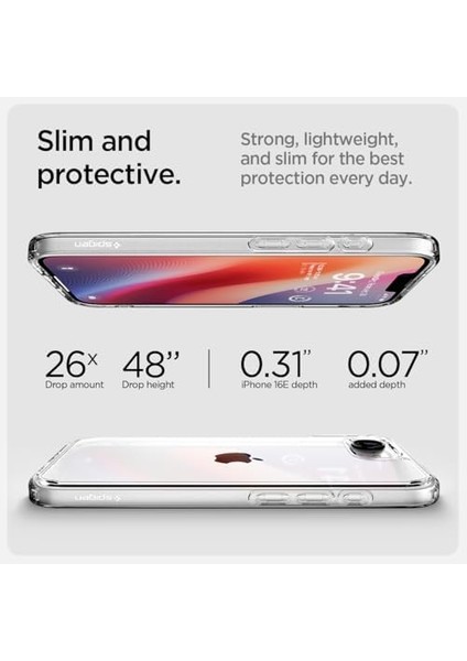 16E Ince Kılıf Ultra Sararma Karşıtı Duraclear™ Hava Kanalı Teknolojisi™ Askeri Sınıf Koruma Crystal Clear Şeffaf Kapak - ACS09160 modelleri